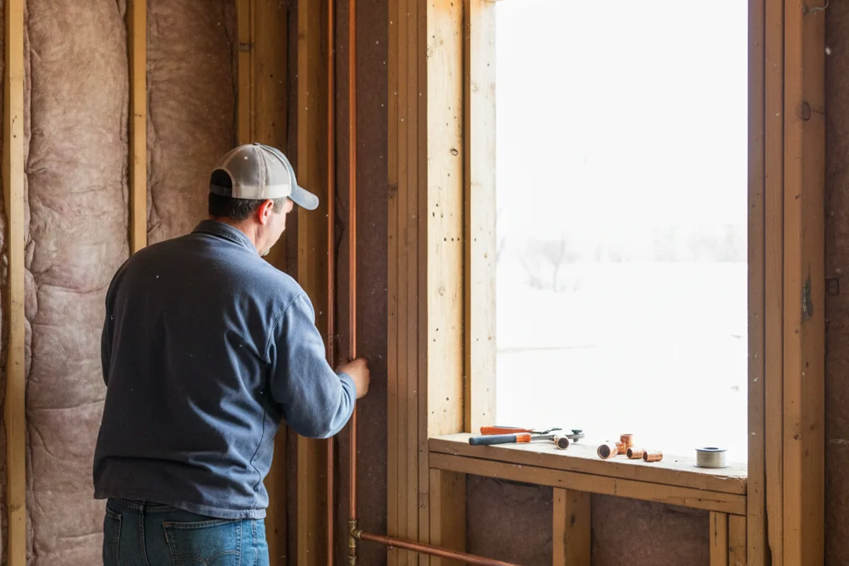 Licensed plumber running new copper supply lines in a Riverdale home