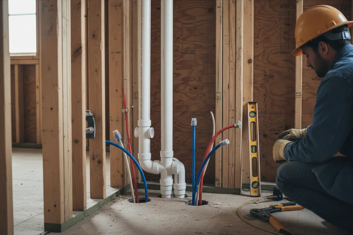 Drain and supply rough-in during Leak Detection in Riverdale